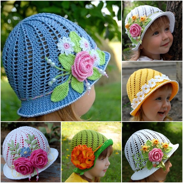 crochet girls spiral sun hat