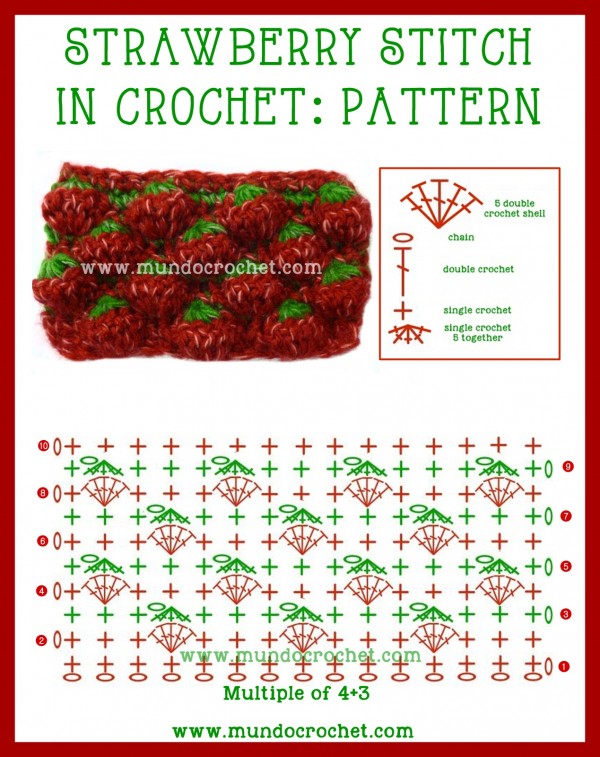 facrochet strawberry stitch free diagrambartdiy 