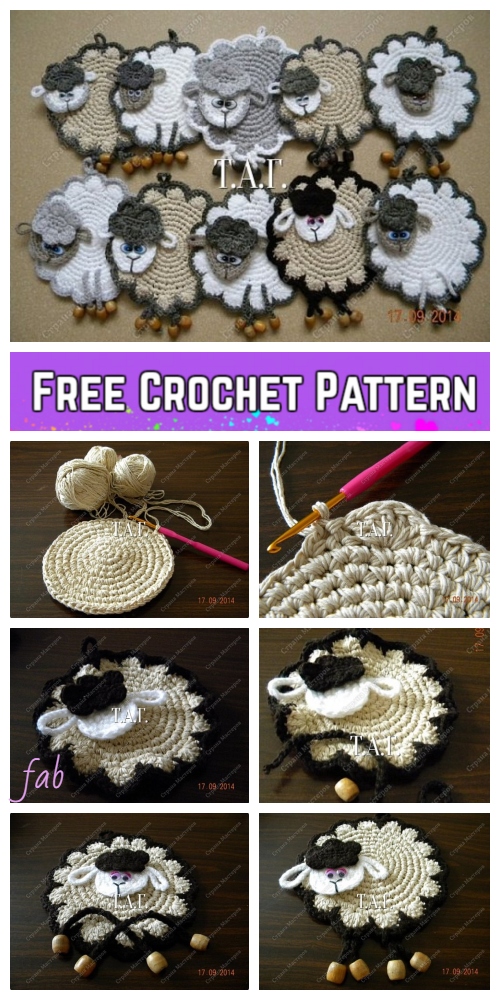 Crochet Lamb Coaster Free Crochet Pattern