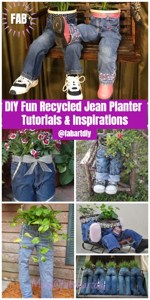 DIY Fun Recycled Jean Planter Tutorials & Inspirations