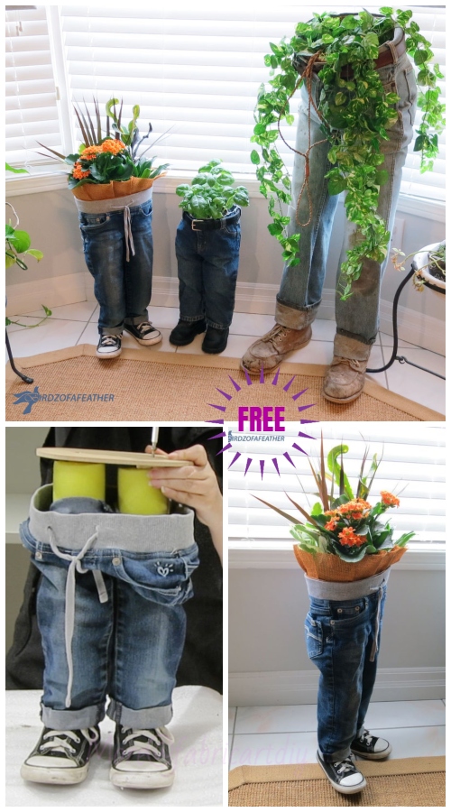 DIY Fun Recycled Jean Planter Tutorials 