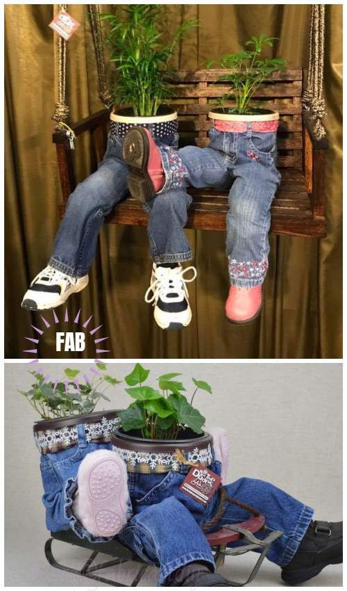 DIY Fun Recycled Jean Planter Tutorials & Inspirations