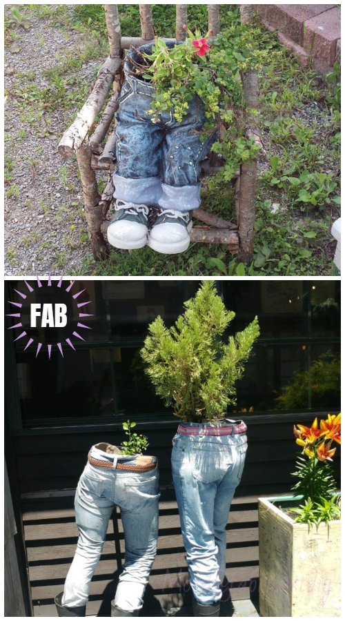DIY Fun Recycled Jean Planter Tutorials & Inspirations