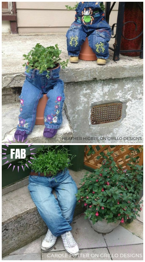 DIY Fun Recycled Jean Planter Tutorials & Inspirations