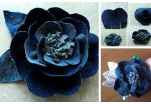 Denim Rose Flower from Old Jeans DIY Tutorial Pretty Denim Rose Flower from Old Jeans DIY Tutorial