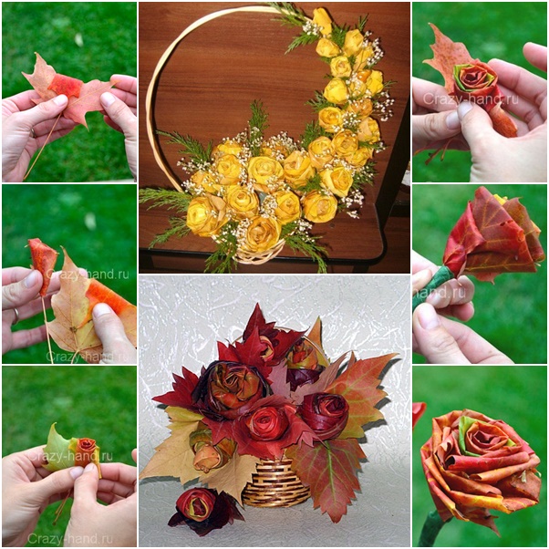 How to DIY Fall Leaf Rose Flower Bouquet (Video)