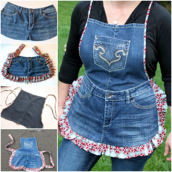 How to DIY farm girl apron from old jeans