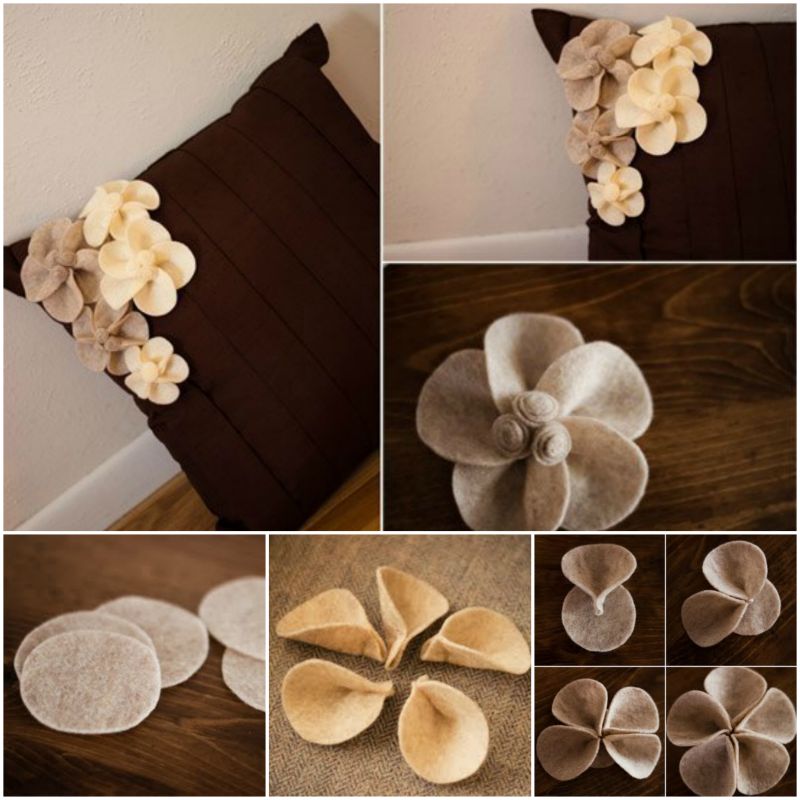 felt flower pillow f