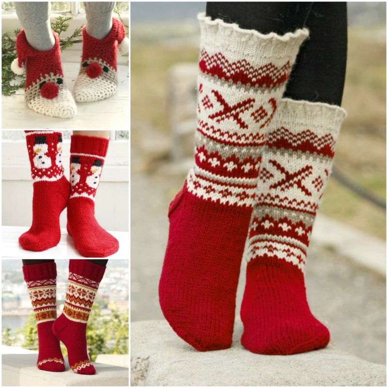 Festive Knitted Socks for Christmas Free Patterns