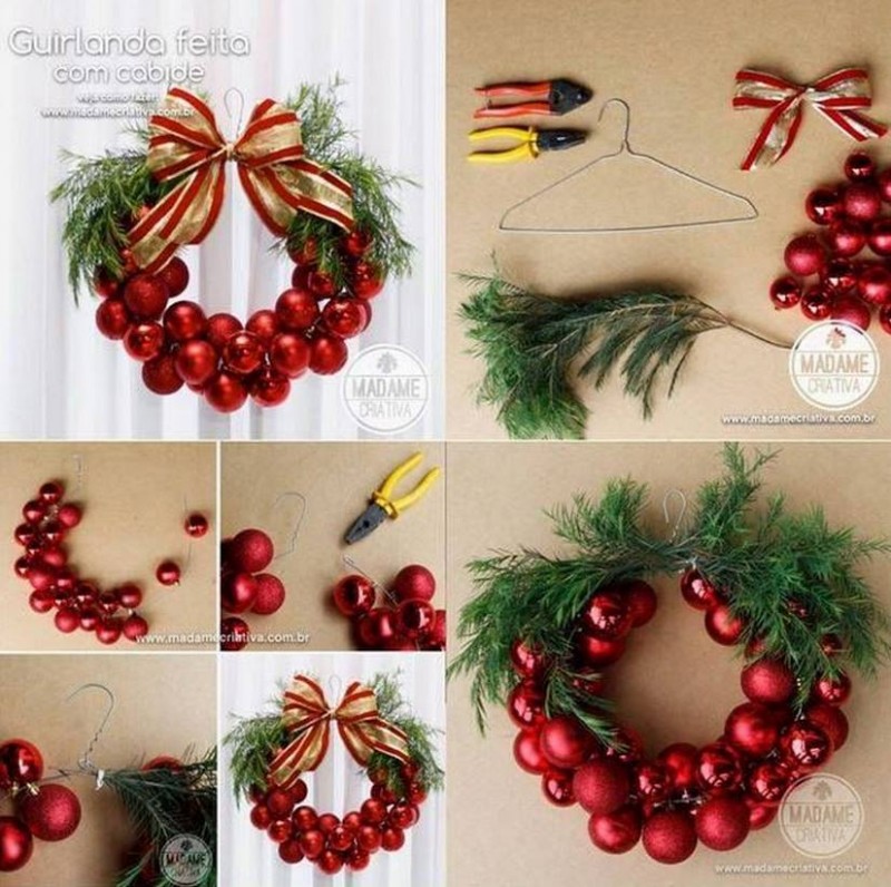 How to DIY Christmas Bauble Wreath