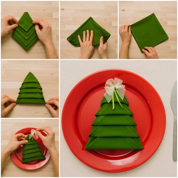 How to DIY Christmas Tree Napkin Folding (Video)