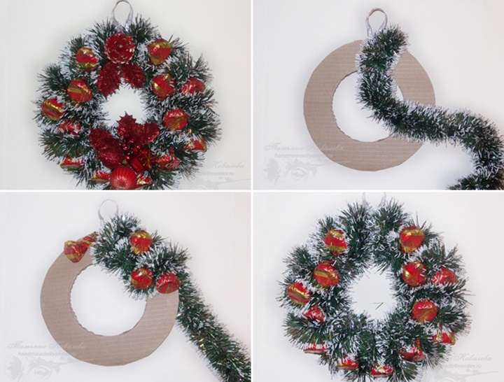 Christmas wreath with chocolates f