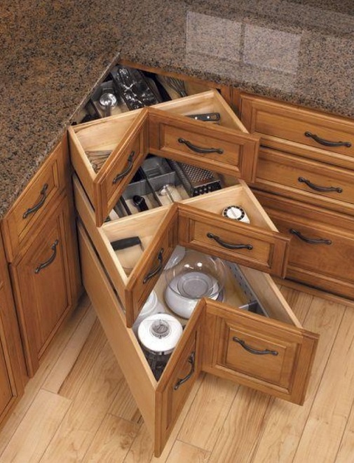 DIY Corner Kitchen Drawers