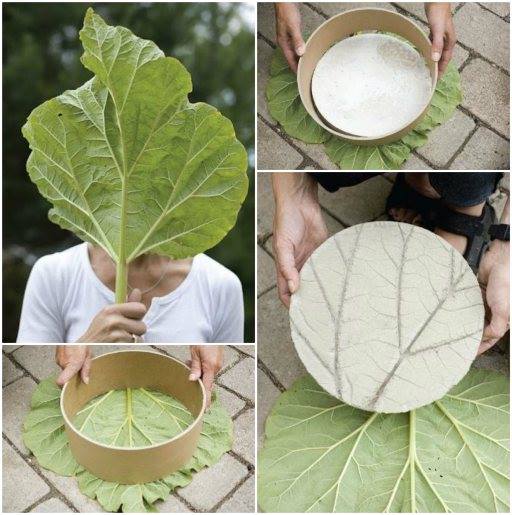 DIY Leaf Imprinted Garden Stepping Stones