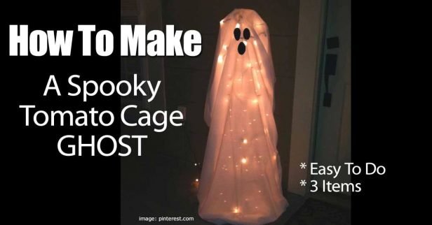 DIY Simple Spooky Tomato Cage Ghost