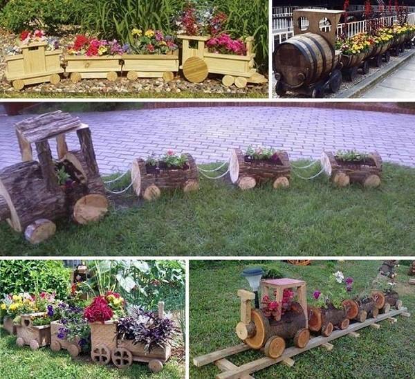 DIY Wooden Train For Your Garden