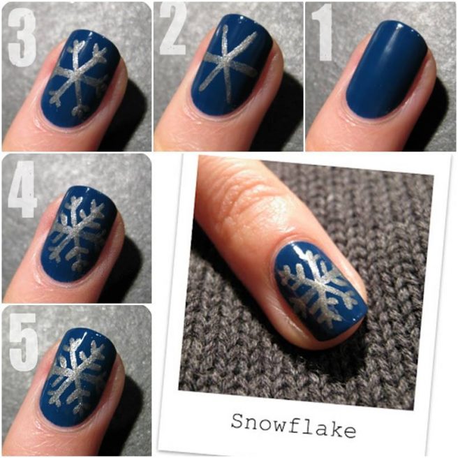 20+ Cutest Christmas Nail Art DIY Ideas - DIY Winter snowflake Nail Art Tutorial