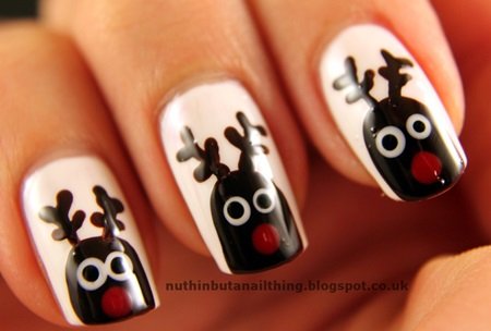 20+ Cutest Christmas Nail Art DIY Ideas - DIY Reindeer Rudolph Nail Art Tutorial