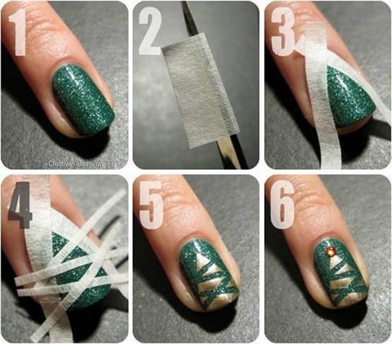 20+ Cutest Christmas Nail Art DIY Ideas - Christmas Tree Nails Tutorial