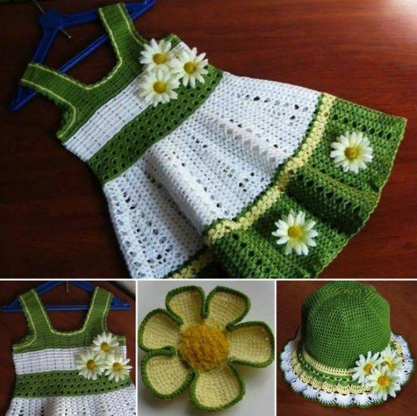 DIY Crochet Summer dress and hat set free pattern