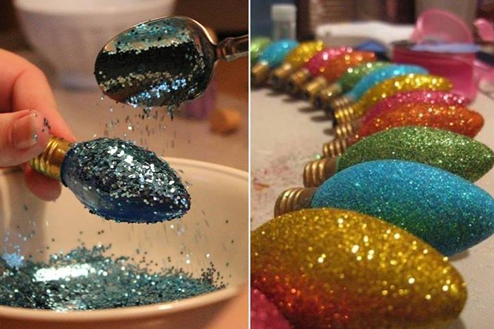 How To DIY Glitterized Light Bulbs for Christmas