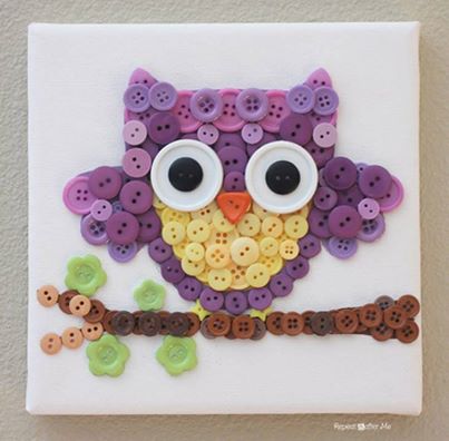 How to DIY Cute Mosaic Button Owl Art