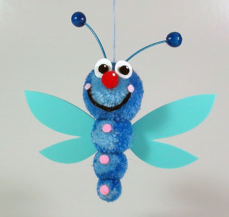 Fab Design on Yarn Pom Pom Animal Figures - Pom Pom Dragonfly