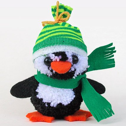 Fab Design on Yarn Pom Pom Animal Figures - Pom Pom Penguin