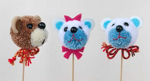 Fab Design on Yarn Pom Pom Animal Figures - Pom Pom Bear