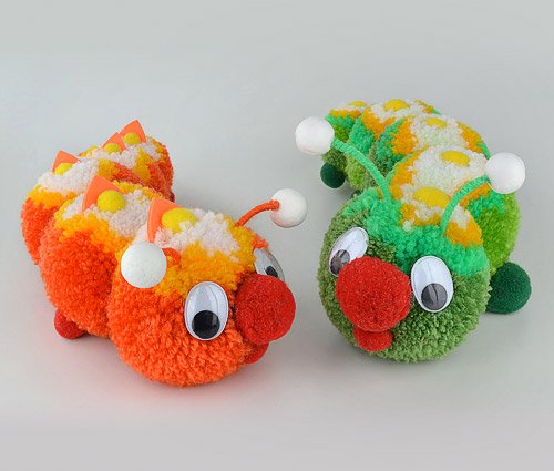 Fab Design on Yarn Pom Pom Animal Figures - Pom Pom Caterpillar