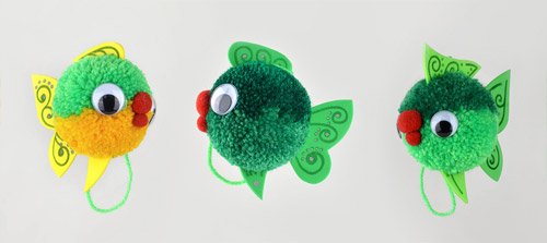 Fab Design on Yarn Pom Pom Animal Figures - Pom Pom Fish