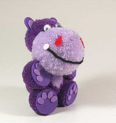 Fab Design on Yarn Pom Pom Animal Figures - Pom Pom Hippo