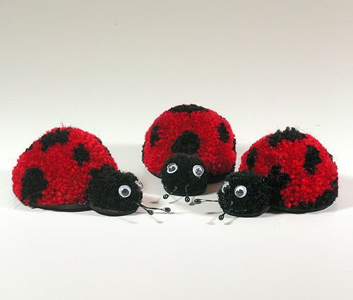 Fab Design on Yarn Pom Pom Animal Figures - Pom Pom Ladybug