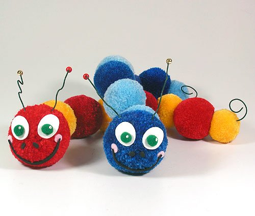 Fab Design on Yarn Pom Pom Animal Figures - Pom Pom Caterpillar