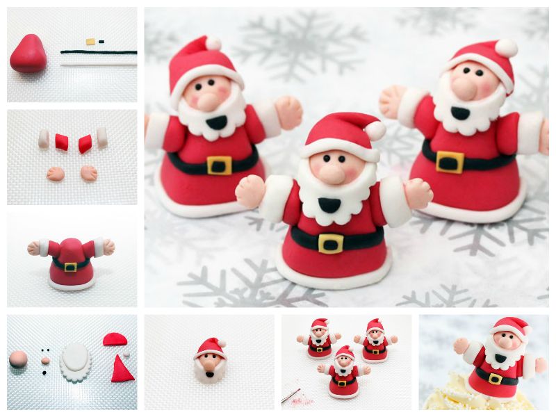 How to DIY Fondant Santa Claus Cake Decorations