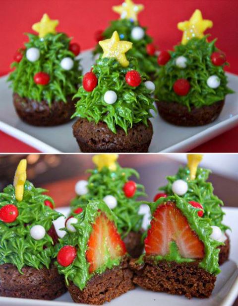 DIY Strawberry Christmas Tree Brownie Bites Recipe