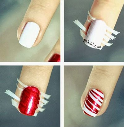 20+ Cutest Christmas Nail Art DIY Ideas - DIY Candy Cane Nail Art Tutorial