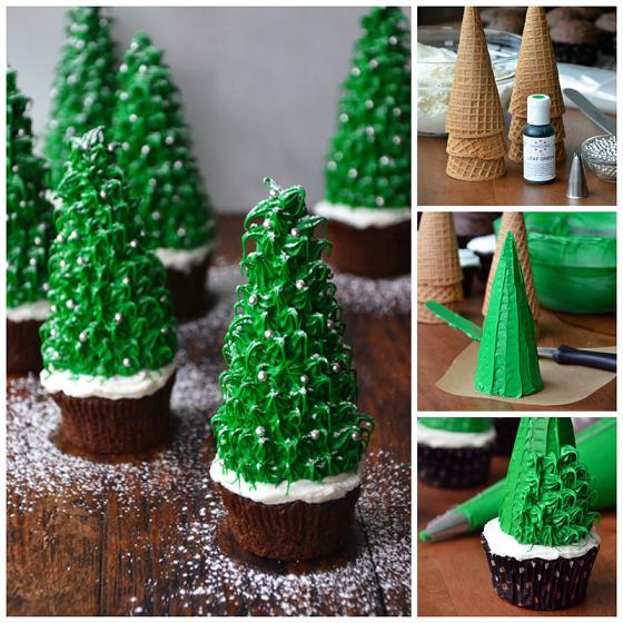 christmas tree cupcake with ice cream cone2