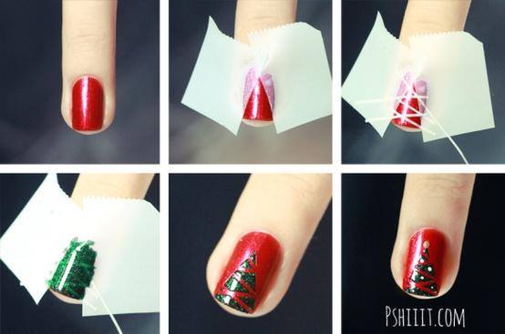 20+ Cutest Christmas Nail Art DIY Ideas - Christmas Tree Nails Tutorial