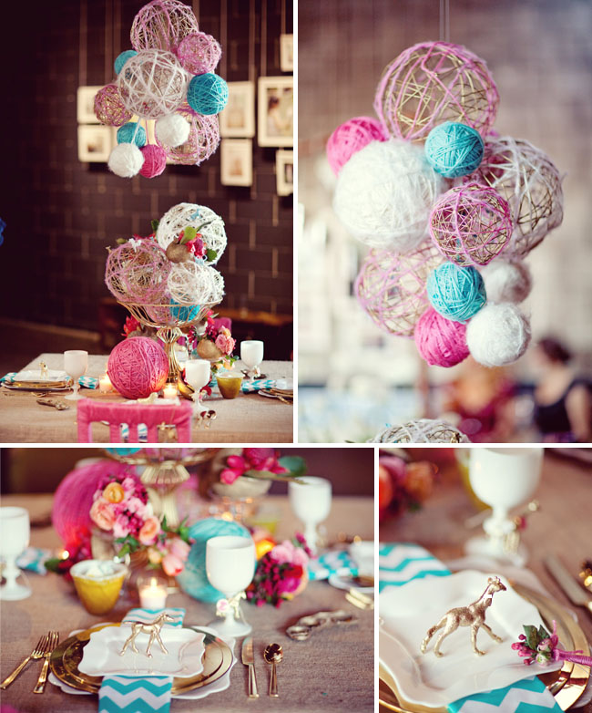 DIY Pretty String Ball Decoration for Christmas-colorful yarn centerpiece