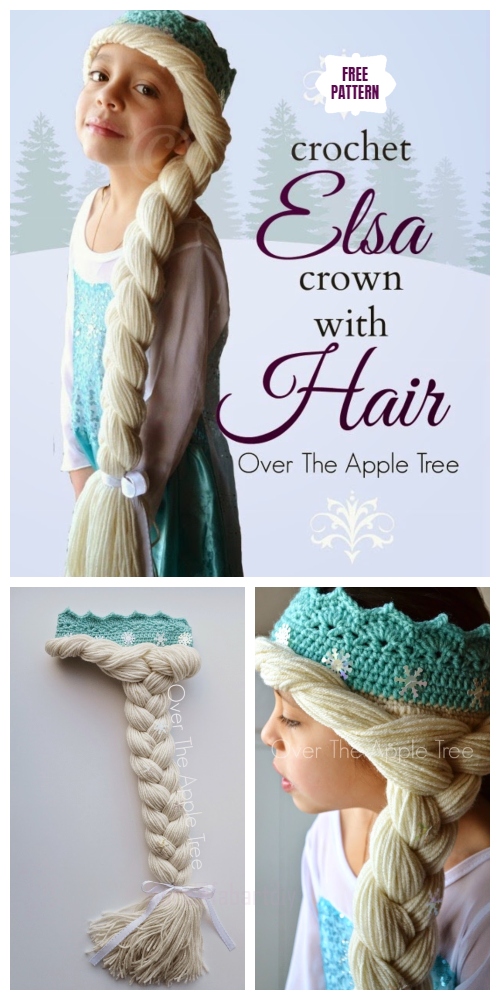 Crochet Elsa Crown With Hair Free Crochet Pattern