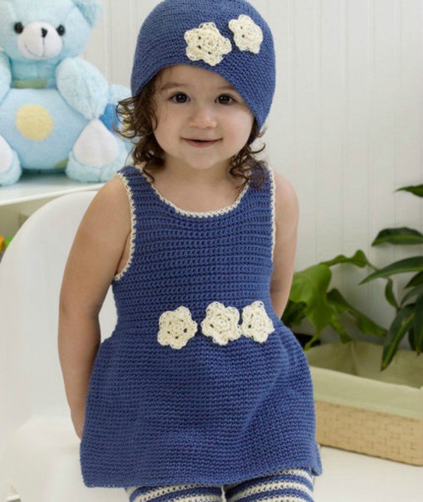 Crochet Darling One-Piece Romper Dress & Hat Free Pattern