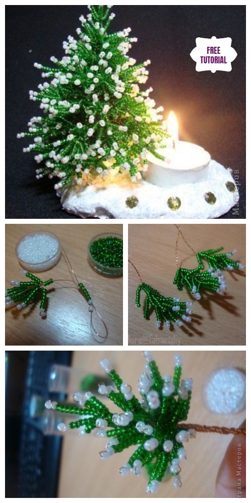 DIY Mini Bead Christmas Tree Candle Holder Tutorial