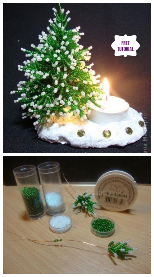 DIY Mini Bead Christmas Tree Candle Holder Tutorial