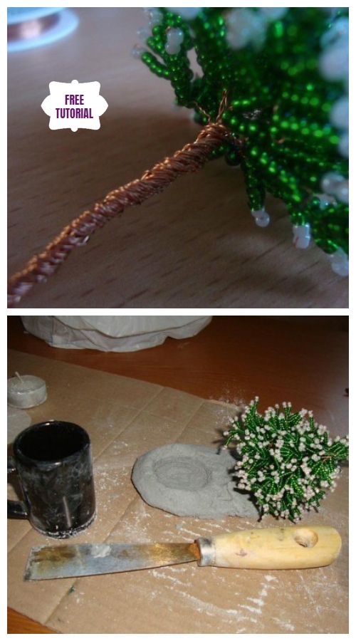 DIY Mini Bead Christmas Tree Candle Holder Tutorial