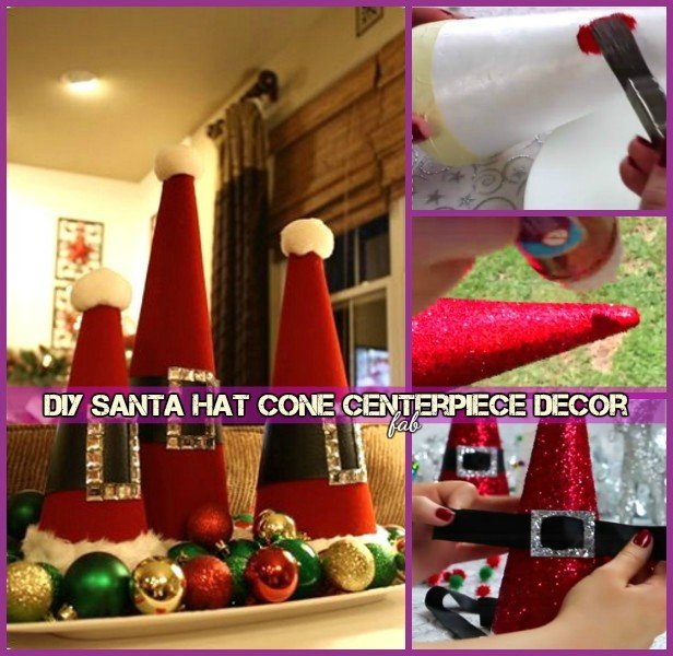 DIY Santa Hat Cone Centerpiece Decor Tutorial-Video