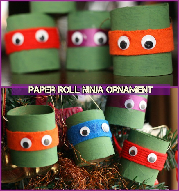 DIY TMNT Ninja Turtle Christmas Ornaments-Toilet Paper Roll Ninja Ornament Tutorial