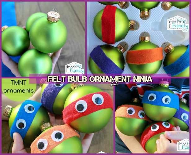 DIY TMNT Ninja Turtle Christmas Ornaments-Felt Bulb Ornament Ninja Tutorial