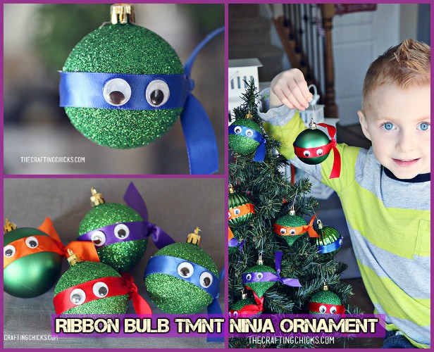 DIY TMNT Ninja Turtle Christmas Ornaments- Ribbon Ninja Ornament Tutorial