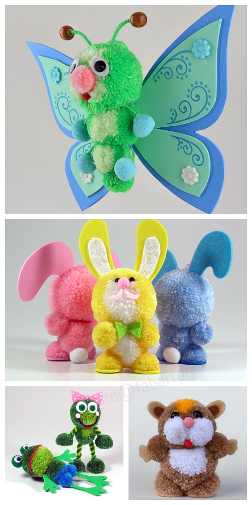 Fab Design on Yarn Pom Pom Animal Figures